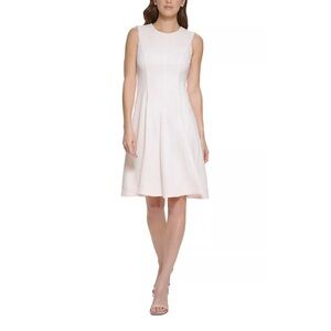 CALVIN KLEIN Petite Scuba Crepe A Line Dress Color Blossom Size 10